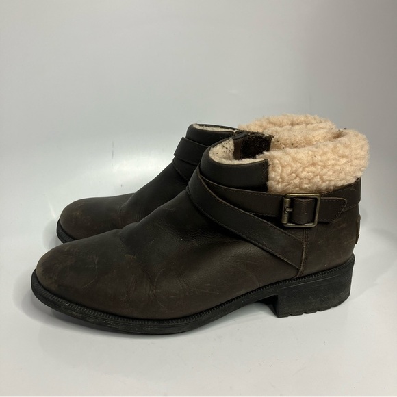 UGG Benson boot oiled leather shearling lined waterproof size 9.5 - Picture 5 of 9